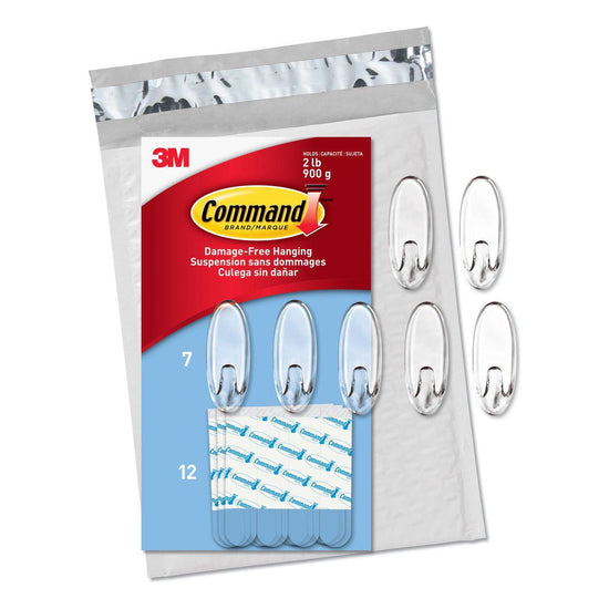 Command Medium Clear Oval Value Pack, 7 Hooks and 12 Strips, CL091-7NA