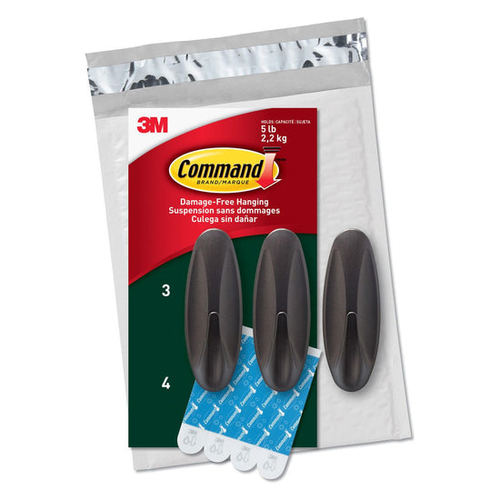 Command Outdoor Metallic Bronze Value Pack, 3 Hooks and 4 Strips, AW083BZ-3NA