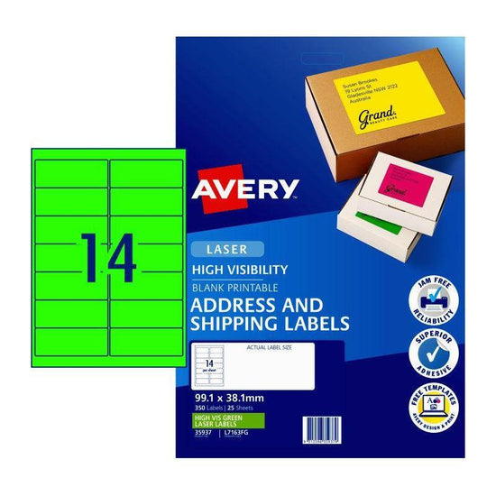 AVERY Laser Label Green L7163FG Pack of 25