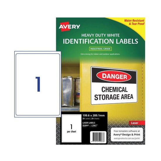 AVERY Laser Label L7067 1Up Pack of 25