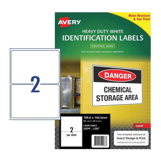 AVERY Laser Label HD L7068 2Up Pack of 25