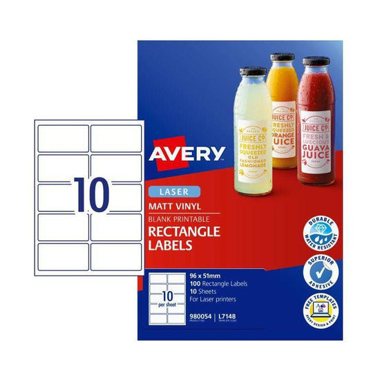 AVERY LaserLabel Rct L7148 10Up Pack of 100