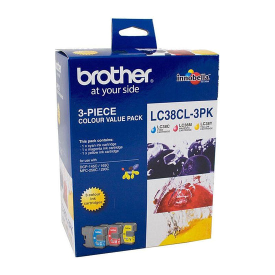 Brother LC-38 Colour Value Pack - 1X Cyan 1X Magenta 1X Yellow