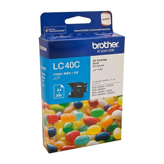 Brother LC-40C Cyan Ink Cartridge - to suit DCP-J525W/J725DW/J925DW, MFC-J430W/J432W/J625DW/J825DW- up to 300 pages