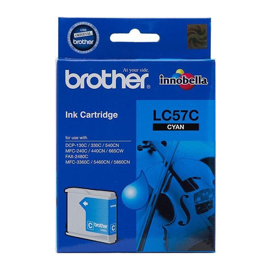 Brother LC-57C Cyan Ink Cartridge- FAX-2480C, DCP-130C/330C/540CN/350C, MFC-240C/440CN/3360C/5460CN/5860CN/665CW/465CN/685CW/885CW- up to 400 pages