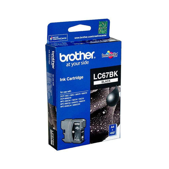 Brother LC-67BK Black Ink Cartridge - DCP-385C/395CN/585CW/6690CW/J715W, MFC-490CW/5490CN/5890CN/6490CW/6890CDW/790CW/795CW/990CW- up to 450 pages