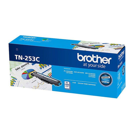 Brother TN-253C Cyan Toner Cartridge to Suit - HL-3230CDW/3270CDW/DCP-L3015CDW/MFC-L3745CDW/L3750CDW/L3770CDW 1,300 Pages