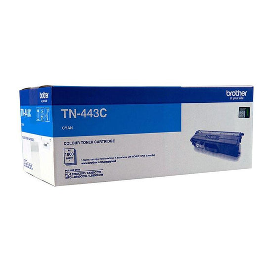 BROTHER TN-443C Colour Laser Toner - High Yield Cyan - to suit HL-L8260CDN/8360CDW MFC-L8690CDW/L8900CDW - 4,000 Pages