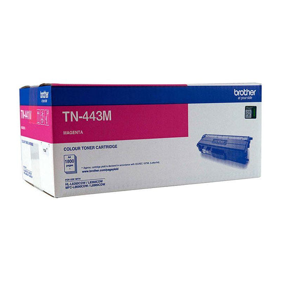 BROTHER TN-443M Colour Laser Toner - High Yield Magenta - to suit HL-L8260CDN/8360CDW MFC-L8690CDW/L8900CDW - 4,000 Pages