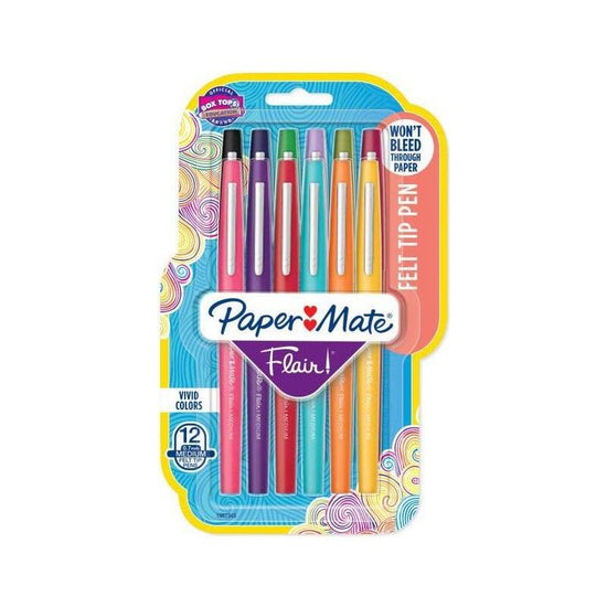 PAPER MATE Flair Felt Tip Ast Pack of 12 Box of 6