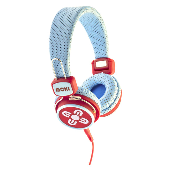 MOKI Kid Safe Blue & Red Headphones