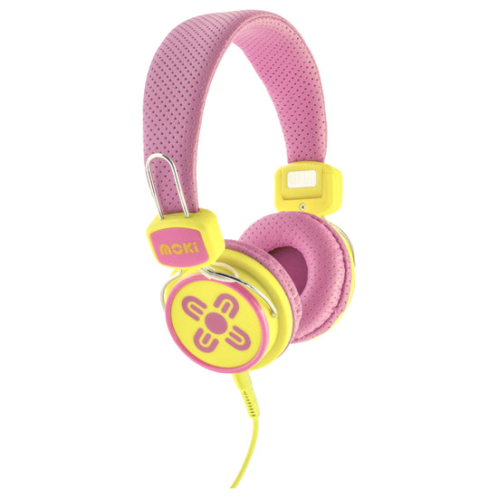 MOKI Kid Safe Pink & Yellow Headphones