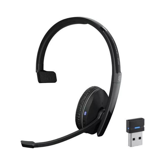 SENNHEISER Adapt 230 on-ear single-sided Bluetooth headset with USB dongle UC optimised and Microsoft Teams certified Noise-cancelling mic