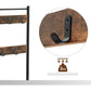 Rustic Brown Coat Rack Stand with Hallway Shoe Rack and Bench with Shelves Matte Metal Frame Height 175 cm