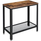 Industrial Side Table 2-Tier With Mesh and Metal Frame Rustic Brown