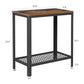 Industrial Side Table 2-Tier With Mesh and Metal Frame Rustic Brown