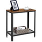 Industrial Side Table 2-Tier With Mesh and Metal Frame Rustic Brown