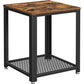 2-Tier Side Table with Storage Shelf with Metal Frame Rustic Brown