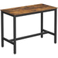 Bar Table with Solid Metal Frame and Wood Look, 120 x 60 x 90 cm