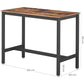 Bar Table with Solid Metal Frame and Wood Look, 120 x 60 x 90 cm