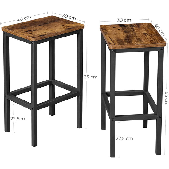 Bar Set Stools of 2 Bar Chairs, Rustic Brown