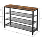 Shoe Rack with 3 Mesh Shelves Rustic Brown and Black