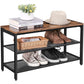 Shoe Rack with 2 Mesh Shelves, Rustic Brown and Black