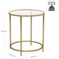 Gold Round Side Table with Golden Metal Frame Robust and Stable