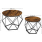 Set of 2 Side Tables Robust Steel Frame Rustic Brown and Black