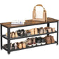 Shoe Rack with 2 Shelves 100 x 30 x 45 cm Rustic Brown and Black