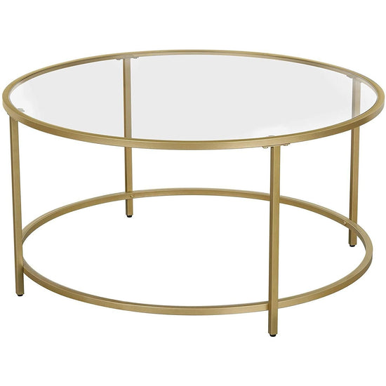 Gold Glass Table with Golden Iron Frame Stable and Robust Tempered Glass