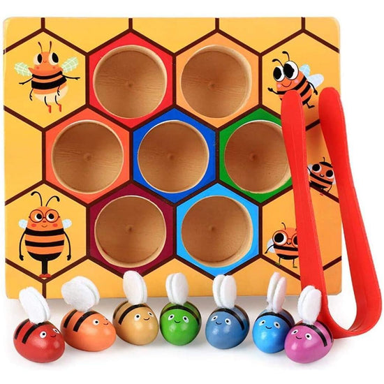 Wooden Bee Toddler Fine Motor Skill Toy - (Montessori Wooden Puzzle Early Learning Preschool Educational Kids)