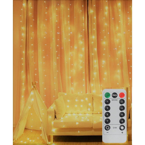 USB Powered 300 LED Curtain String Light with 8 Modes and Remote Control for Bedroom Party Wedding Decorations