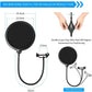 Microphone Radio Broadcasting Stand with 3/8"to 5/8" Screw Adapter and Windscreen Pop Filter