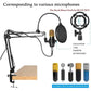 Microphone Radio Broadcasting Stand with 3/8"to 5/8" Screw Adapter and Windscreen Pop Filter