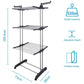 3 Tier Foldable Clothes Drying Rack for Laundry Dryer with Hanger Stand Rail Indoor