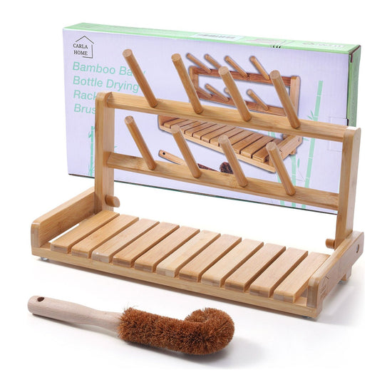 CARLA HOME Portable Bamboo Baby Bottle Drying Rack