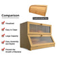 Double Layer Bamboo Bread Box for Kitchen Counter with Large Capacity and Clear Window