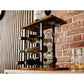 Wine Rack Countertop Wooden & Metal Holder for 6 Bottles & 2 Glasses