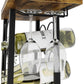 Wine Rack Countertop Wooden & Metal Holder for 6 Bottles & 2 Glasses