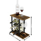 Wine Rack Countertop Wooden & Metal Holder for 6 Bottles & 2 Glasses