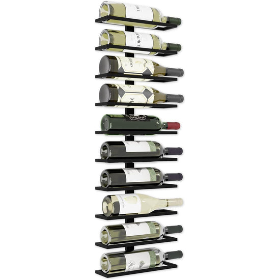 Metal Wall Mount Wine Rack for Wine Bottles, Liquor, Champagne (Holds 10 Bottles)