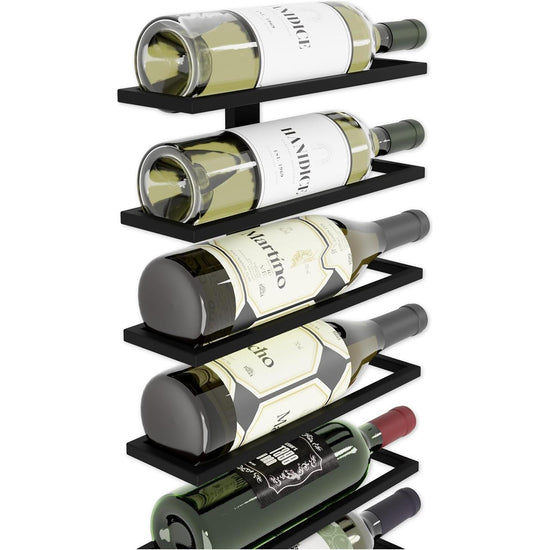 Metal Wall Mount Wine Rack for Wine Bottles, Liquor, Champagne (Holds 10 Bottles)