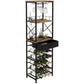 CARLA HOME Freestanding Wine Rack for 20 Bottles with Wood Countertop and Sturdy Metal Frame