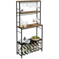 CARLA HOME Large Wine Rack for 20 Bottles with Wood Countertop and Sturdy Metal Frame