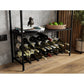 CARLA HOME Large Wine Rack for 20 Bottles with Wood Countertop and Sturdy Metal Frame
