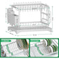 CARLA HOME 2-Tier Dish Drying Rack with Drainage Tray, Utensil Holder, Cup Hooks & Cutting Board Slot for Countertop Kitchen Storage (White)