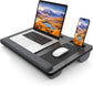 CARLA HOME Oversized Portable Lap Desk with Cushion,Mouse Pad, Tablet and Phone Holder which Fits Up to 17 Inch Laptops for Bed or Sofa (Black)