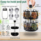 CARLA HOME Rotating Spice Rack Organizer with 16 Glass Jars for Kitchen Seasoning and Herb Storage