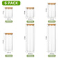 CARLA HOME 6 Pack Glass Storage Jars with Bamboo Lids for Kitchen Pantry, Pasta, Snacks, Cookies, Candy & More
